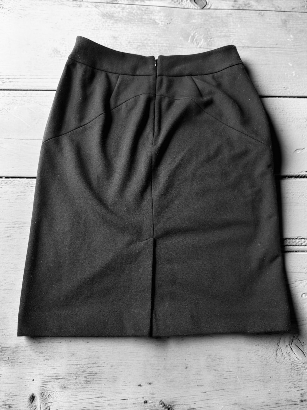 Adrienne Vittadini Black Pencil Skirt Career Office Back Zip Vent Workwear